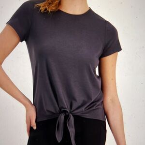 ID Ideology Knot-Front T-Shirt - Deep Charcoal- Size M- NWT